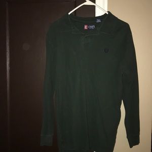 Chaps Green Long Sleeve Polo Shirt Size M